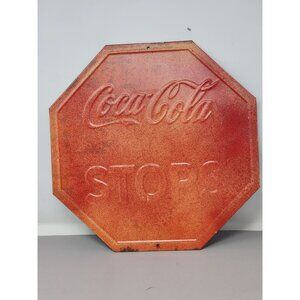 Coca-Cola‎ Embossed Metal Stop Sign Wall Decor Vintage Style